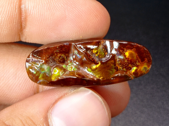 Firy Mexican Fire Agate Long OVal Carving - Agata De Fuego