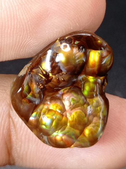 Elegant Rare Mexican Fire Agate Carving with Segenite Needles