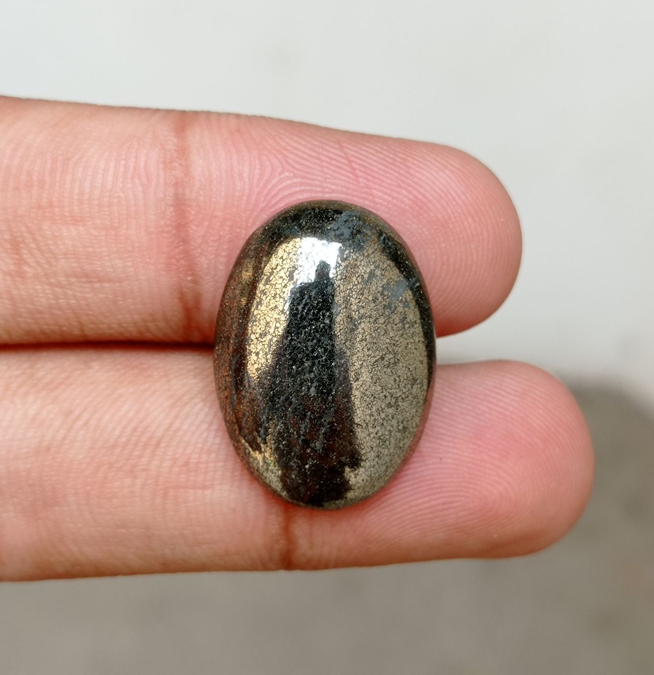 27.1ct Natural Pyrite Cabochon - Iron Pyrite Crystal - Fool's Gold Gemstone - August Birthstone -24x12x6mm