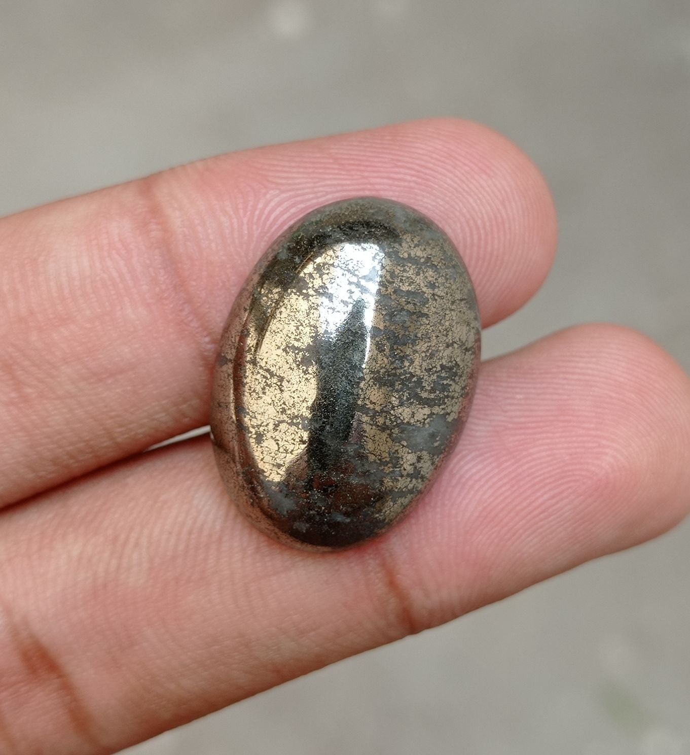 31.8ct Natural Pyrite Cabochon - Iron Pyrite Crystal - Fool's Gold Gemstone - August Birthstone -25x18x6mm
