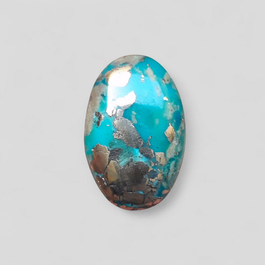 Natural Turquoise with Pyrite - Blue Matrix Turquoise - Shajri Feroza-19Ct