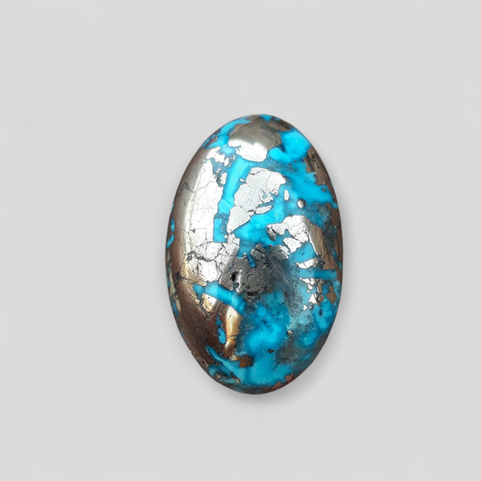 Natural Turquoise with Pyrite - Blue Matrix Turquoise - Shajri Feroza-49.3Ct