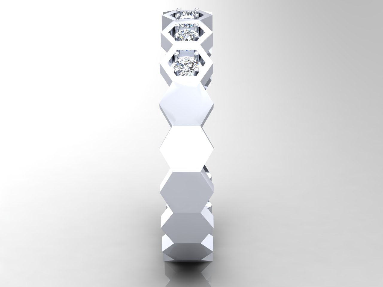 Bees Nest - Minimalist Hexagonal Diamond Band