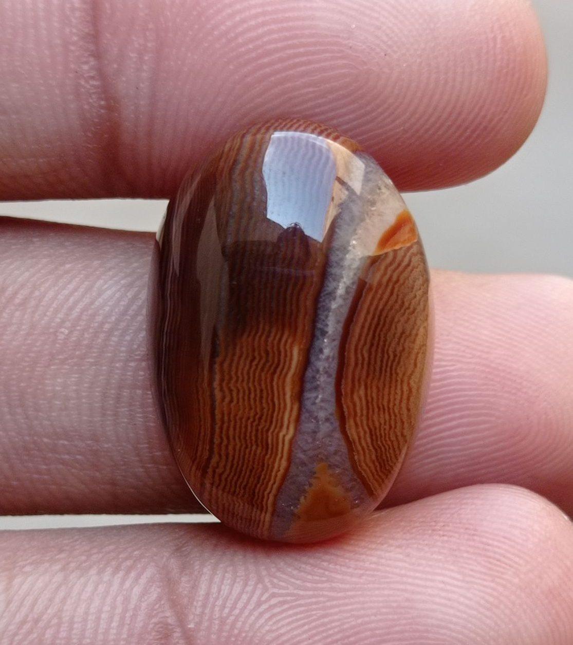 Fortified Agate with Wooden Texture - Sulaimani Aqeeq - 26x18mm