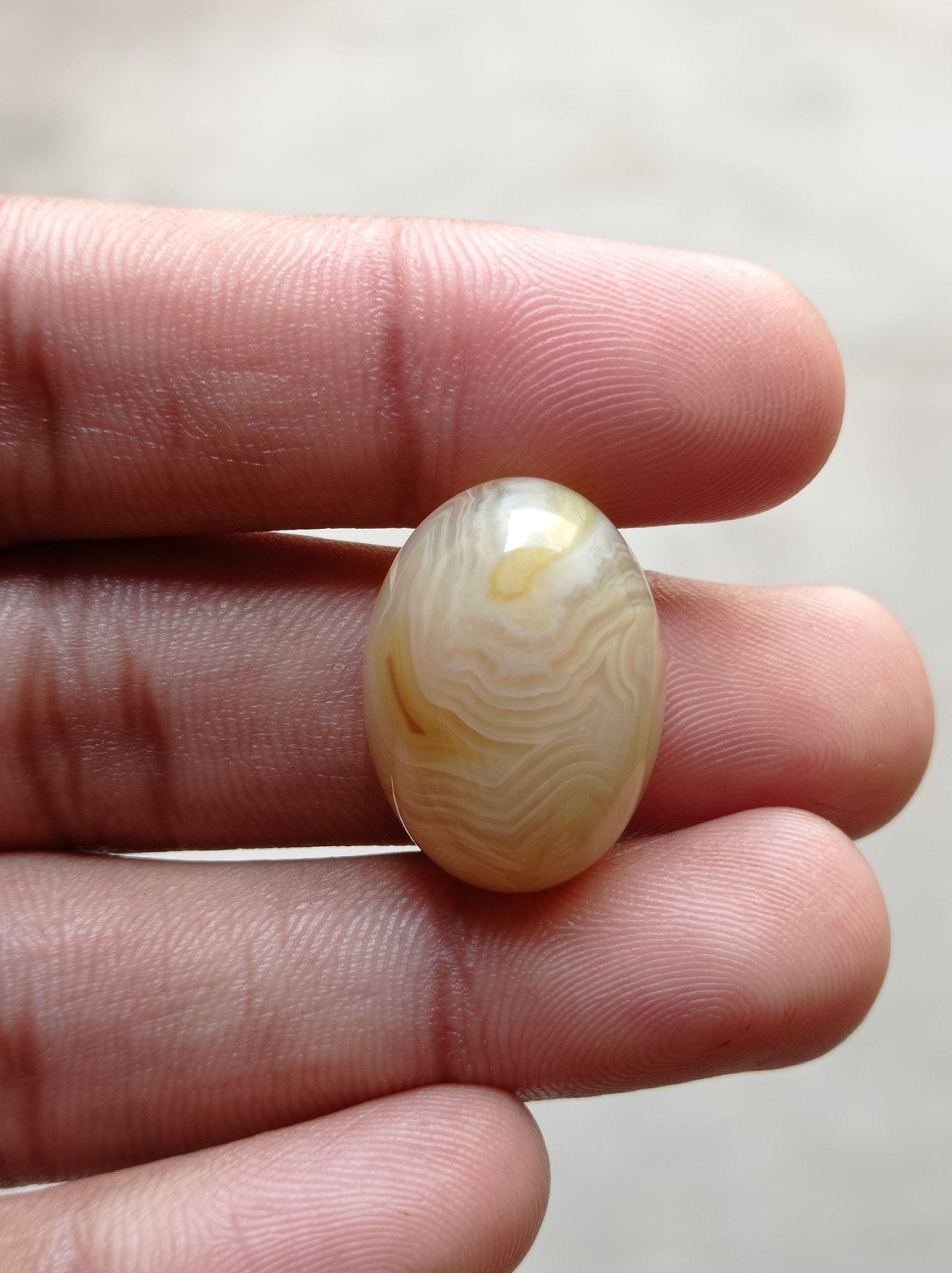 Yellow Lace Agate - Sulaimani Aqeeq - 25x18mm