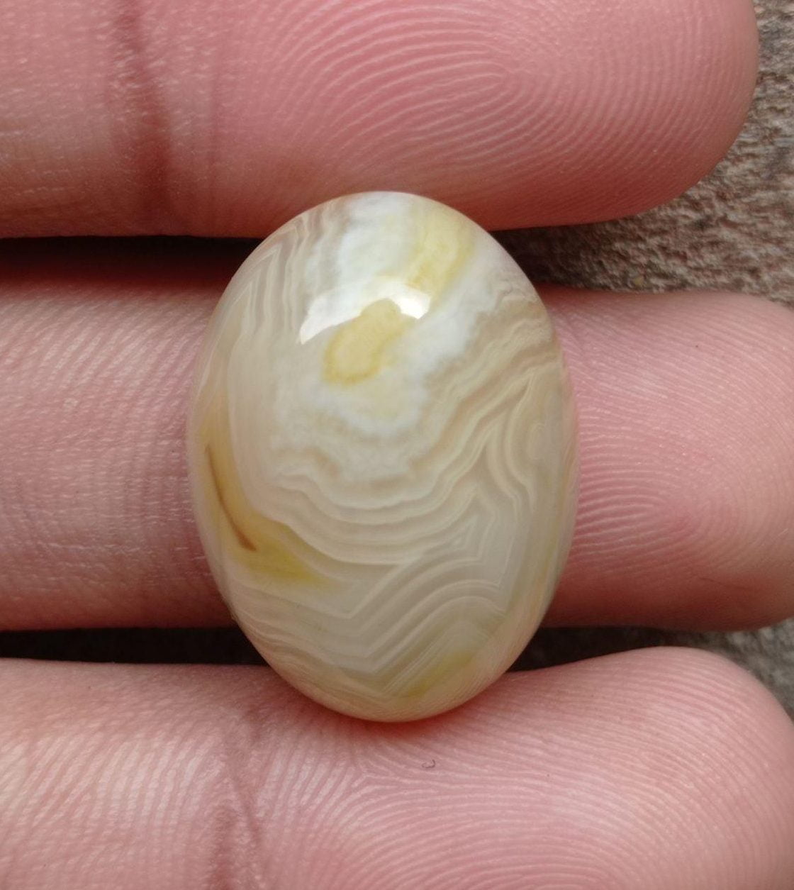 Yellow Lace Agate - Sulaimani Aqeeq - 25x18mm