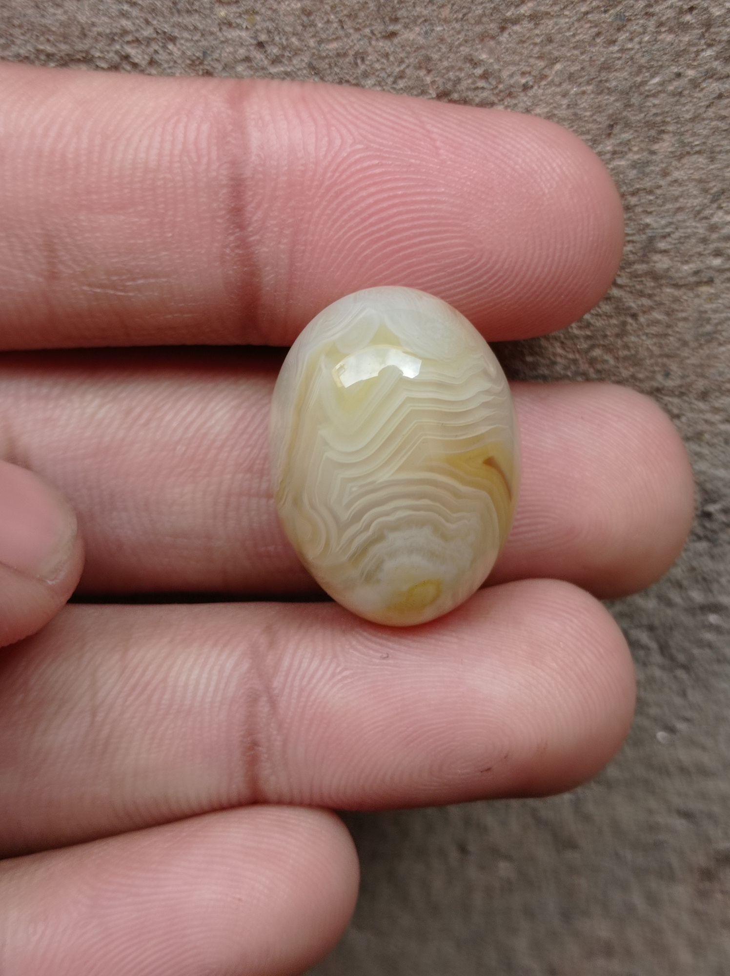 Yellow Lace Agate - Sulaimani Aqeeq - 25x18mm