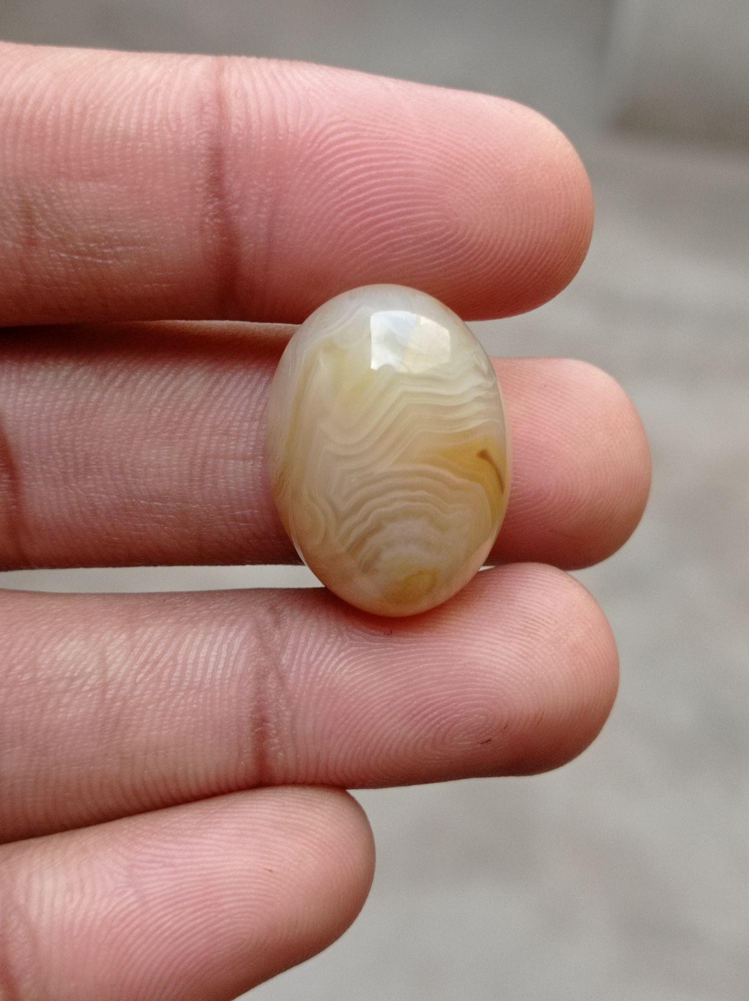 Yellow Lace Agate - Sulaimani Aqeeq - 25x18mm