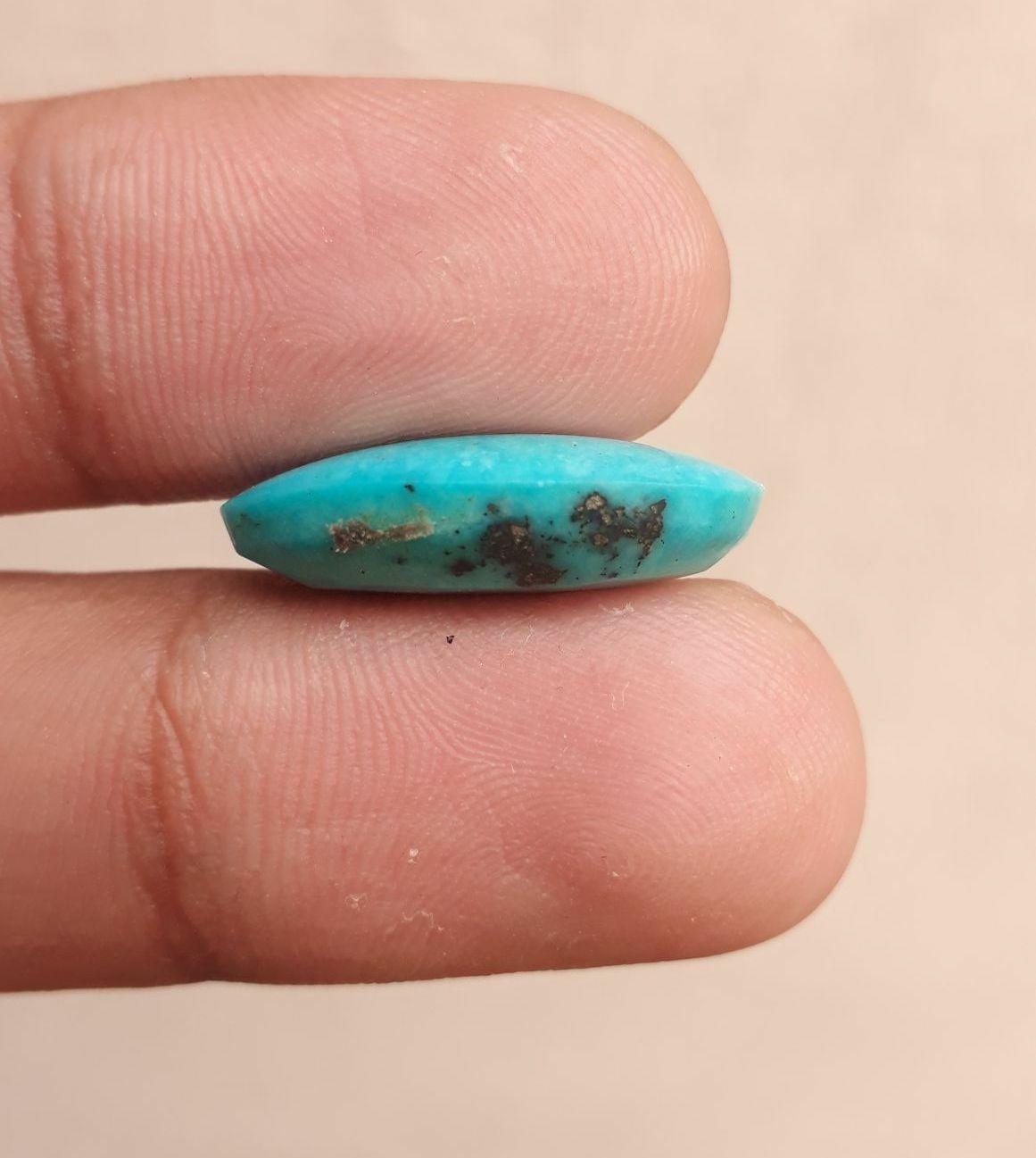 تركواز طبيعي معتمد - فيروزا أزرق فيروزي -10 قيراط - 21 × 12 ملم
