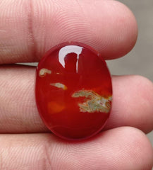 Red Agate Cabochon - Sulaimani Aqeeq - 26x21x9mm