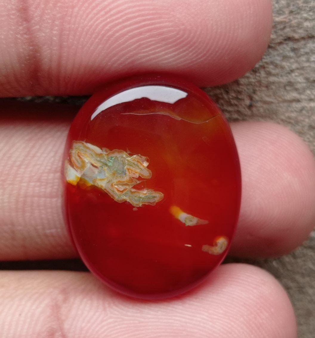 Red Agate Cabochon - Sulaimani Aqeeq - 26x21x9mm