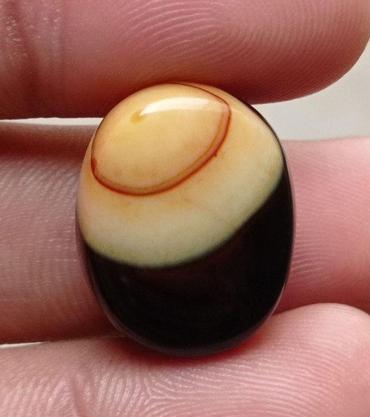 Tri-color Agate Cabochon - Sulaimani Aqeeq - 23x18mm