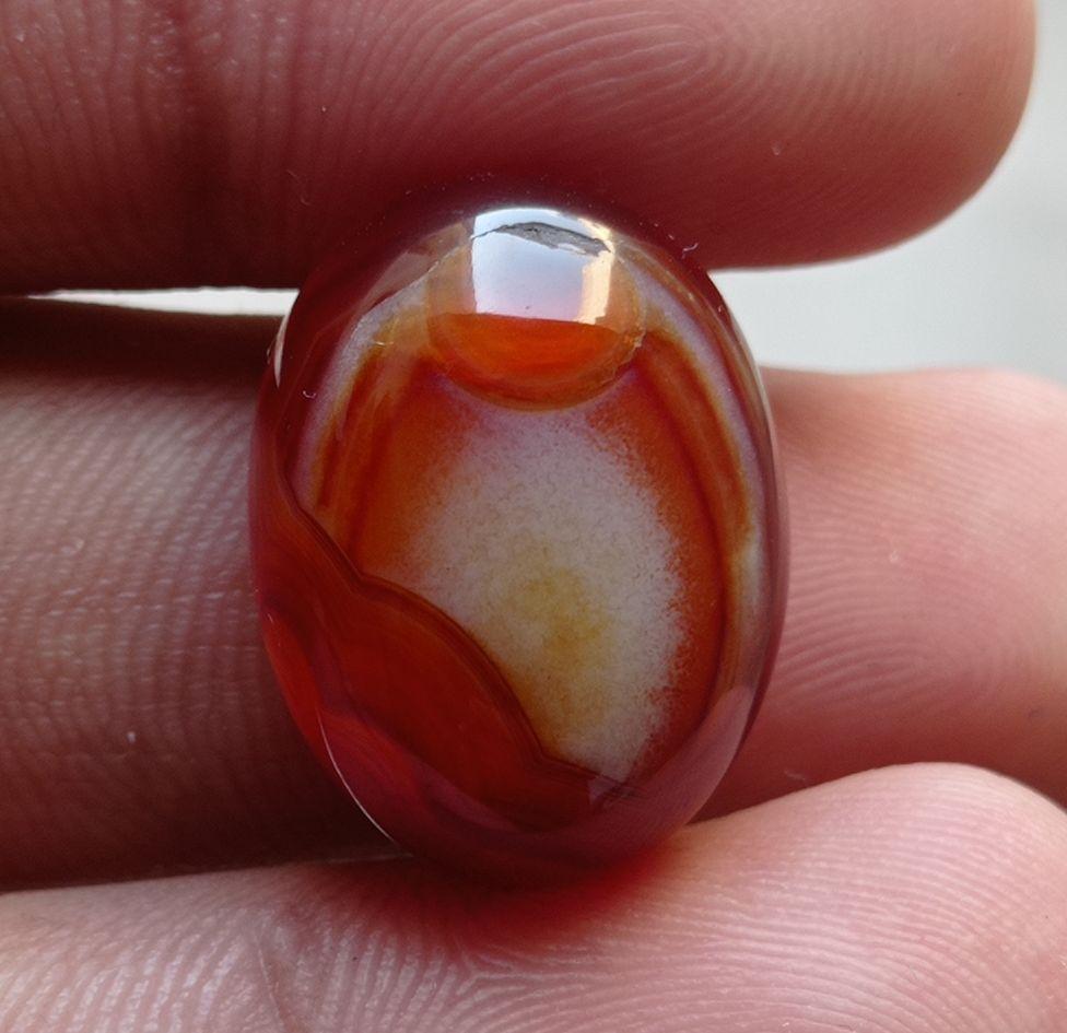 28ct Bi-Color Agate Cabochon - Sulaimani Aqeeq - 22x17mm