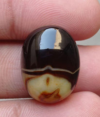 Layered Agate Cabochon - Sulaimani Aqeeq - 23x17mm