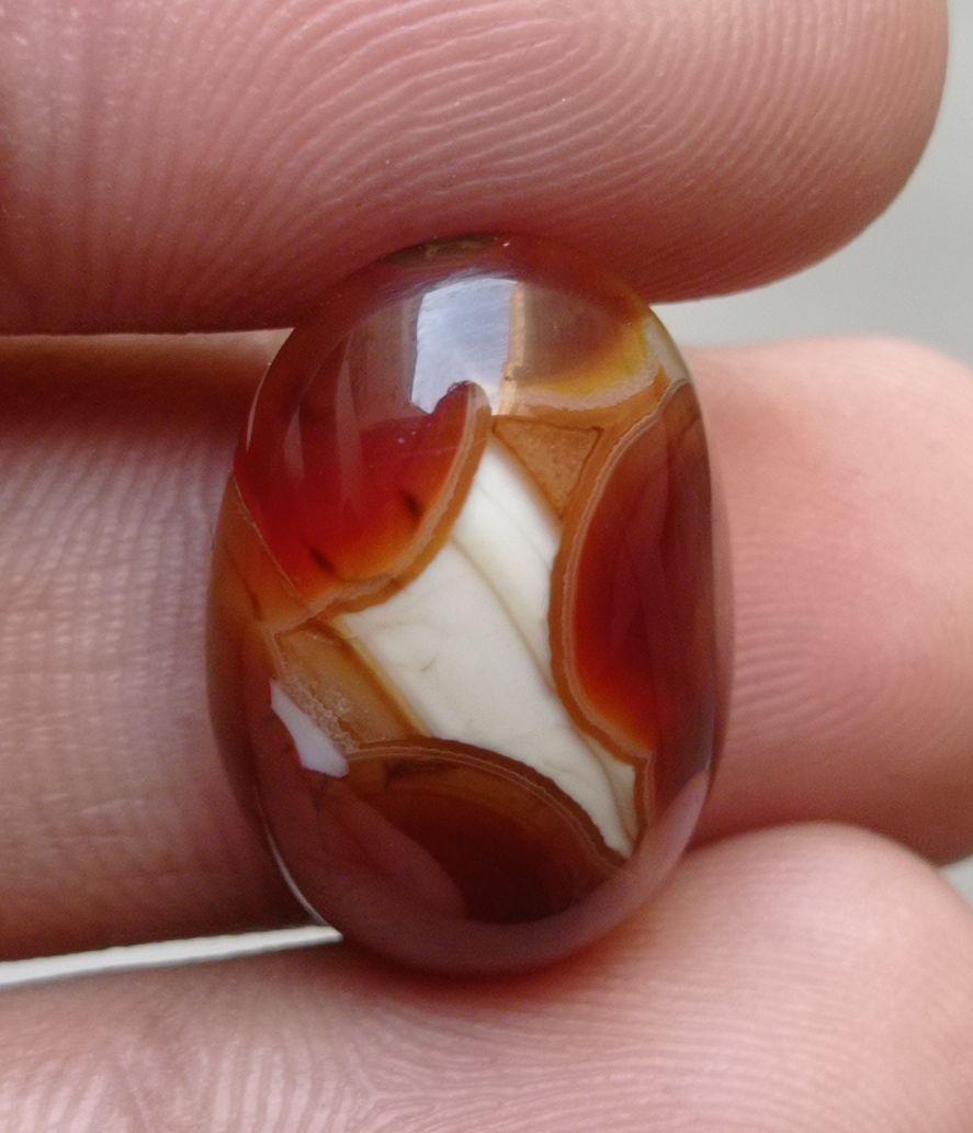 Fortified Agate Cabochon - Sulaimani Aqeeq  - 23x15mm