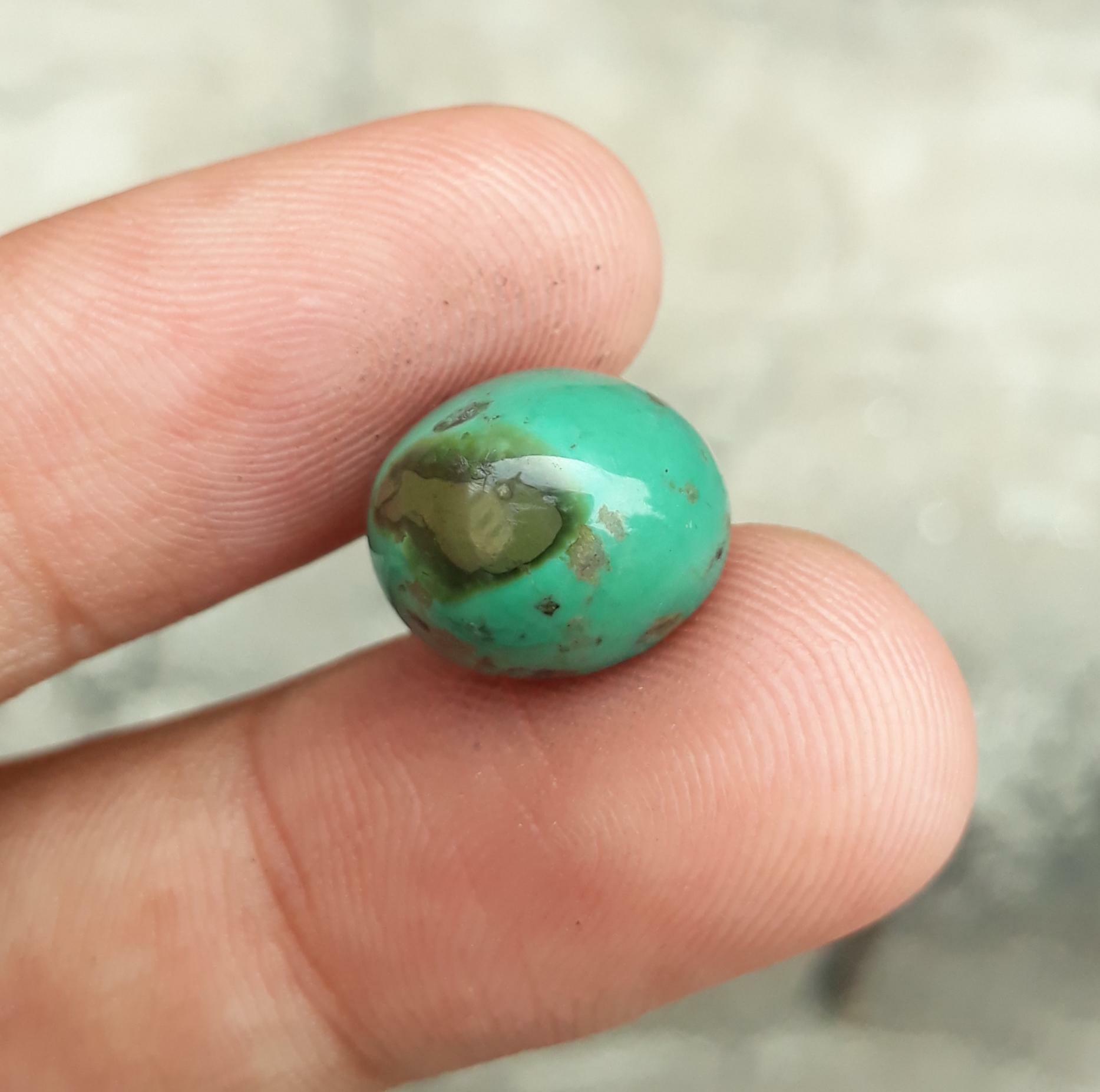 9.15ct Natural Turquoise, Green Matrix Turquoise,Oval Shape, Real Firoza Stone,Dimensions -14 x 12mm