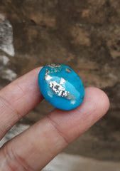 Natural Turquoise with Pyrite - Blue Matrix Turquoise - Shajri Feroza-31-Ct--23x18mm