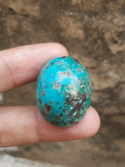 Natural Turquoise with Pyrite - Blue Matrix Turquoise - Shajri Feroza-69-Ct-29x22mm