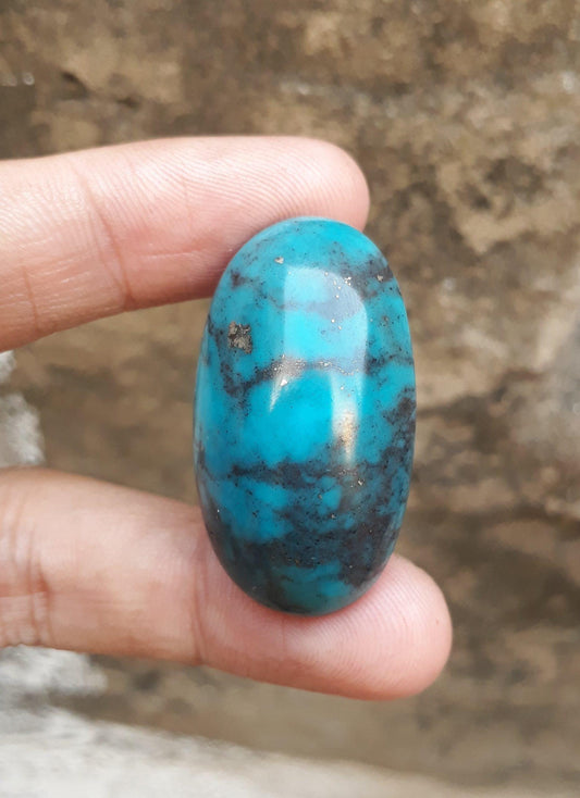 Natural Turquoise with Pyrite - Blue Matrix Turquoise - Shajri Feroza-82-Ct-39x22mm