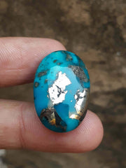 Natural Turquoise with Pyrite - Blue Matrix Turquoise - Shajri Feroza- 40-Ct-26x18mm