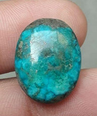 Natural Turquoise with Pyrite - Blue-Green Matrix Turquoise - Shajri Feroza- 12ct-19x14mm