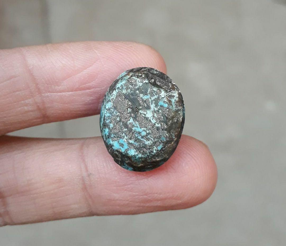 Natural Turquoise with Pyrite - Blue Matrix Turquoise - Shajri Feroza- 33ct-20x17mm