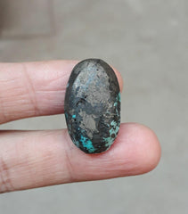 Natural Turquoise with Pyrite - Blue Matrix Turquoise - Shajri Feroza-  33ct-26x15mm