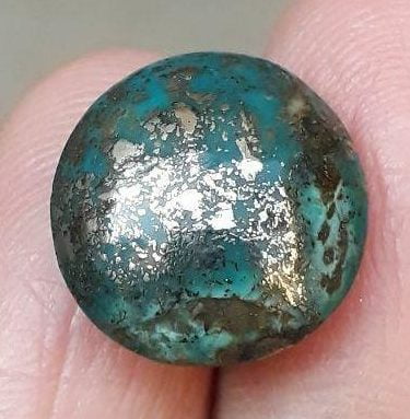 الفيروز الطبيعي مع البيريت - الفيروز الأخضر المصفوفة - حجري فيروزا - 10 قيراط - 14 × 15 ملم