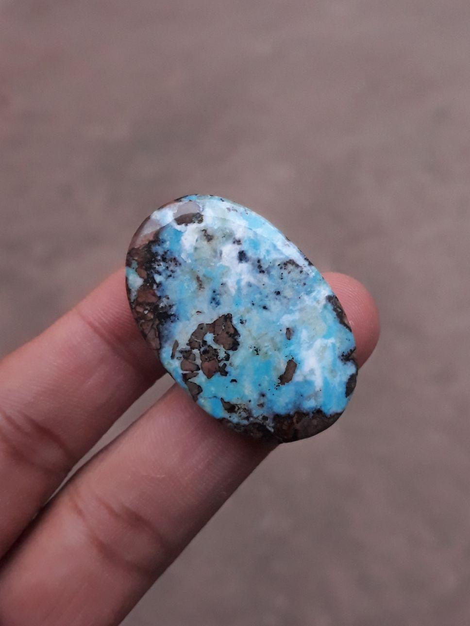 Natural Turquoise with Pyrite - Blue Matrix Turquoise - Shajri Feroza- 51ct-39x25mm