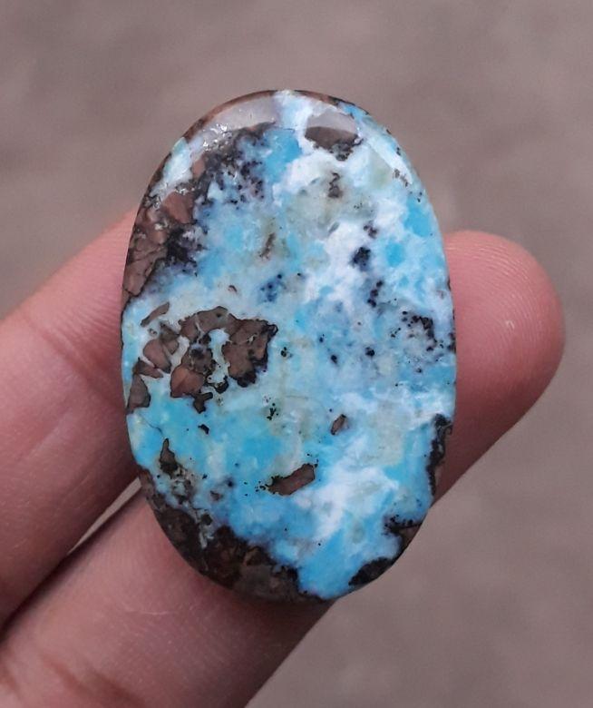 Natural Turquoise with Pyrite - Blue Matrix Turquoise - Shajri Feroza- 51ct-39x25mm