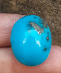 Natural Turquoise with Pyrite - Blue Matrix Turquoise - Shajri Feroza- 39-Ct-23x19mm