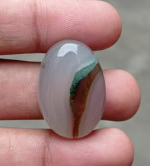 58.4ct Bi-Color Agate with Grey Chalcedony - Sulaimani Aqeeq - 22x10mm