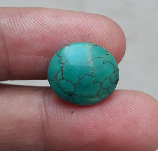 فيروز طبيعي مع عروق - Green Matrix Turquoise-5.55 Ct-15x13mm