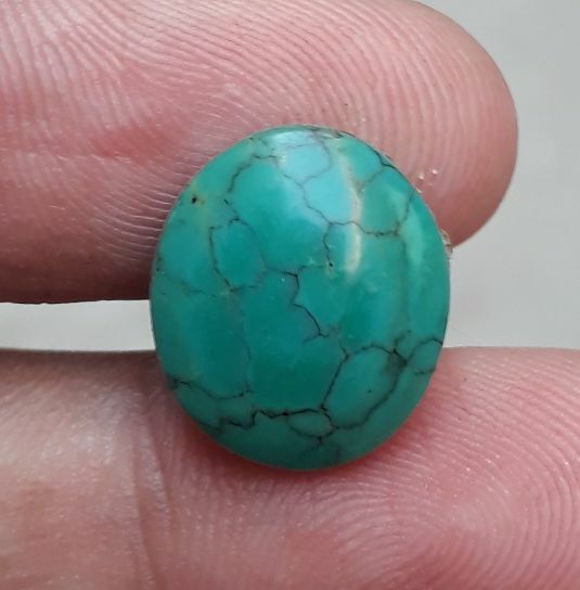 Natural Turquoise with Veins - Green Matrix Turquoise-5.55 Ct-15x13mm