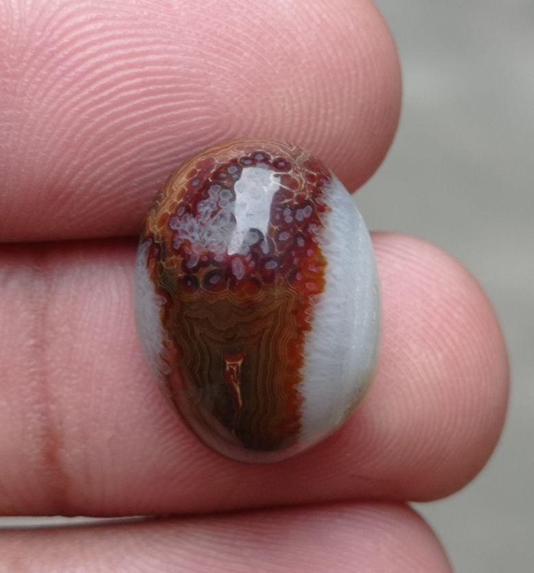 16ct Fortified Agate with Quartize Crystal - Sulaimani Aqeeq -  19x14x8mm