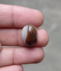 16ct Fortified Agate with Quartize Crystal - Sulaimani Aqeeq -  19x14x8mm