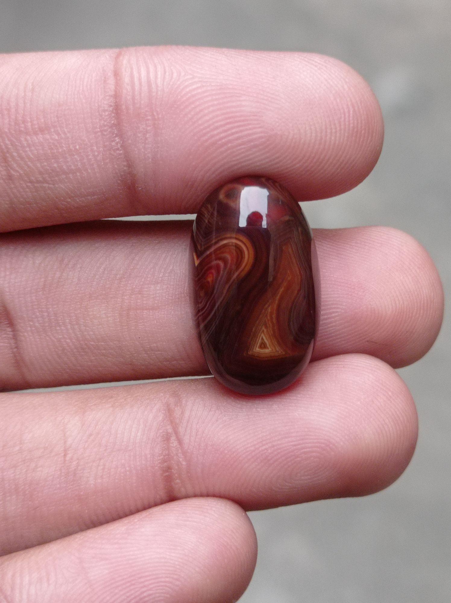 20.7ct Fortified Agate Cabochon with Wooden Texture - Sulaimani Aqeeq - 24x15x7mm