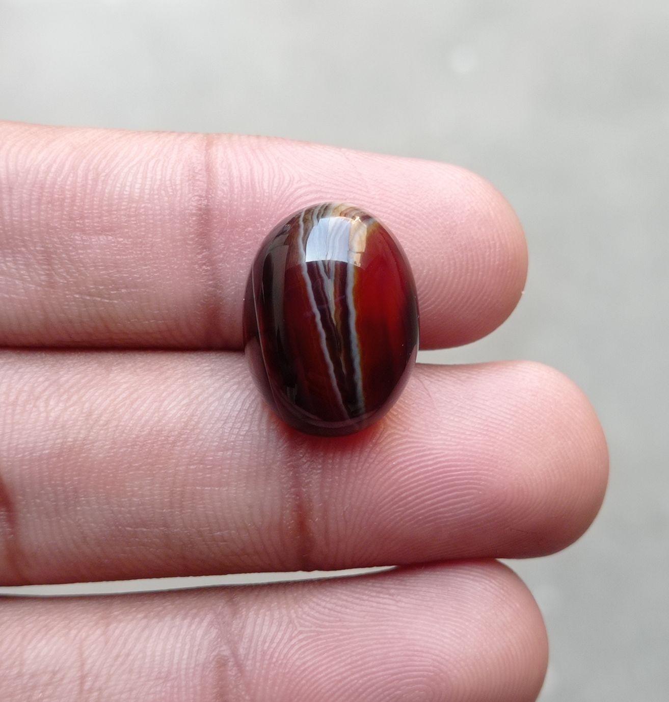 17ct Classy Fortified Agate Cabochon - Sulaimani Aqeeq - 19x14x8mm