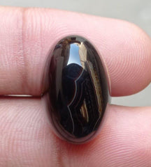 23.5ct Black Fortified Agate Cabochon - Sulaimani Aqeeq - 23x17x7mm