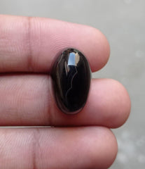 23.5ct Black Fortified Agate Cabochon - Sulaimani Aqeeq - 23x17x7mm