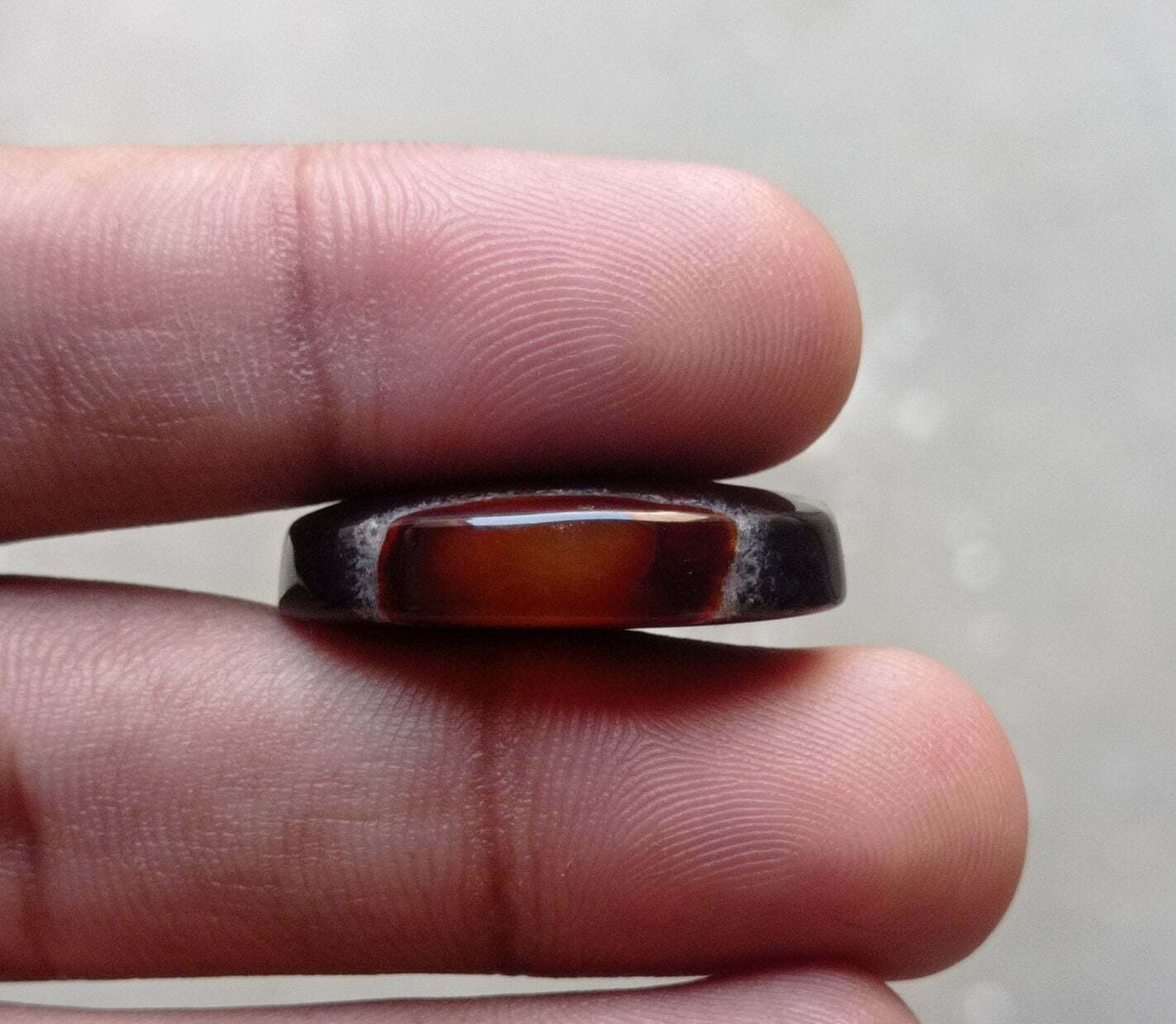 42.4ct Black Banded Agate Cabochon - Sulaimani Aqeeq - 29x22x8mm