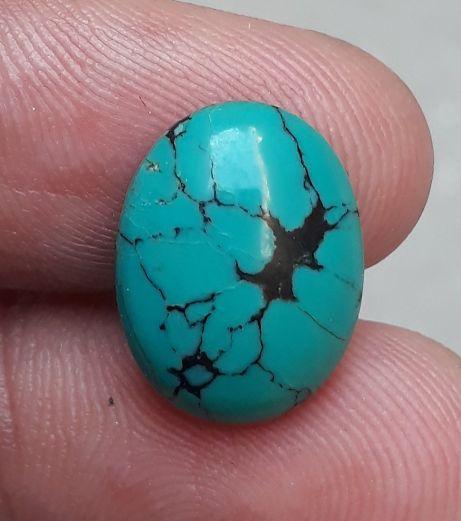 فيروز طبيعي مع عروق - Green Matrix Turquoise-4.50 Ct-16x12mm