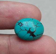 فيروز طبيعي مع عروق - Green Matrix Turquoise-4.50 Ct-16x12mm