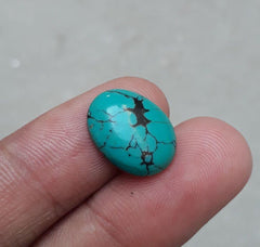 فيروز طبيعي مع عروق - Green Matrix Turquoise-4.50 Ct-16x12mm