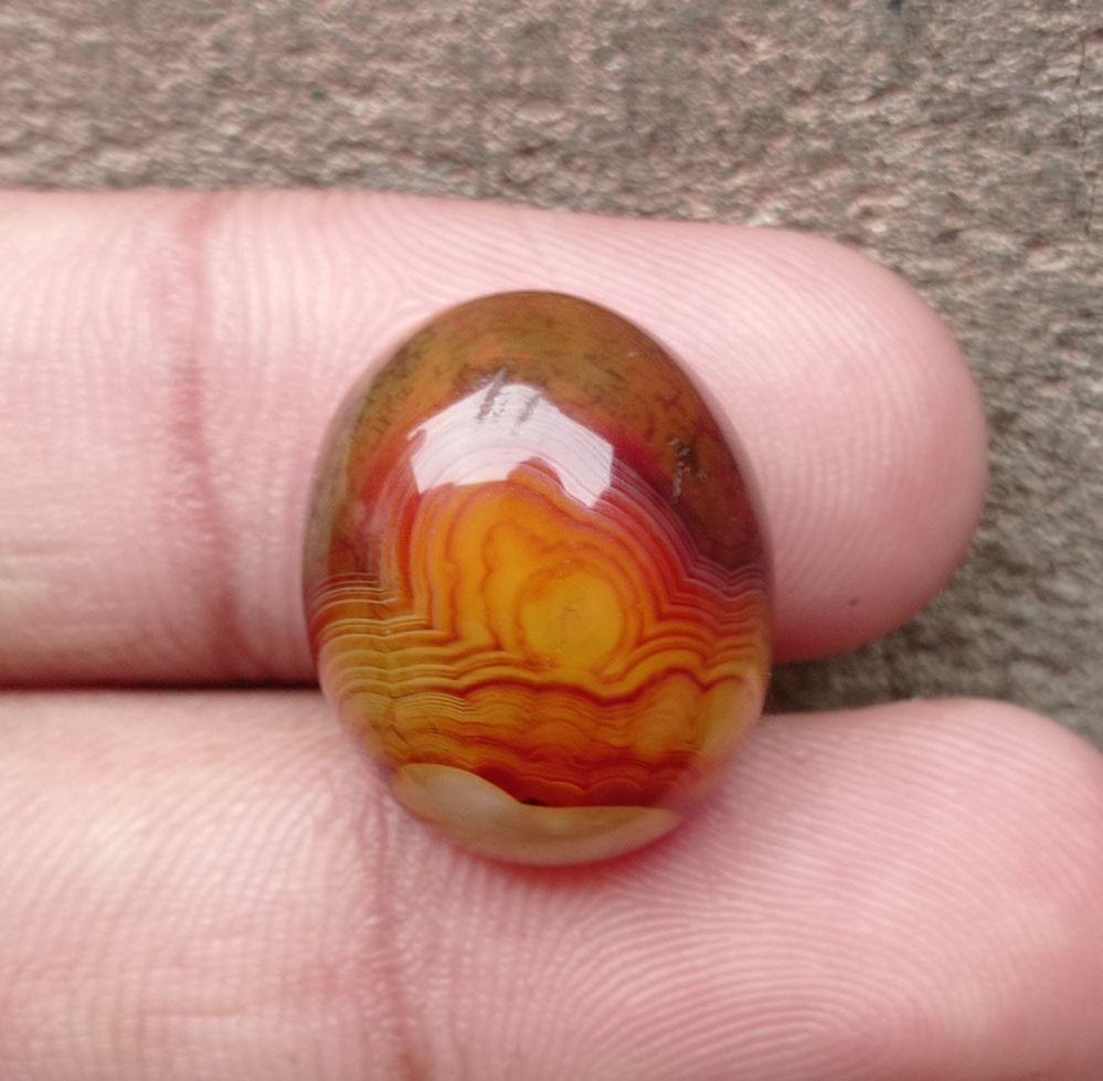 Fortified Agate Cabochon - Sulaimani Aqeeq - 20x17x10mm