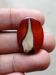 Fortified Beautiful Agate Cabochon - Sulaimani Aqeeq - 28x21x6mm