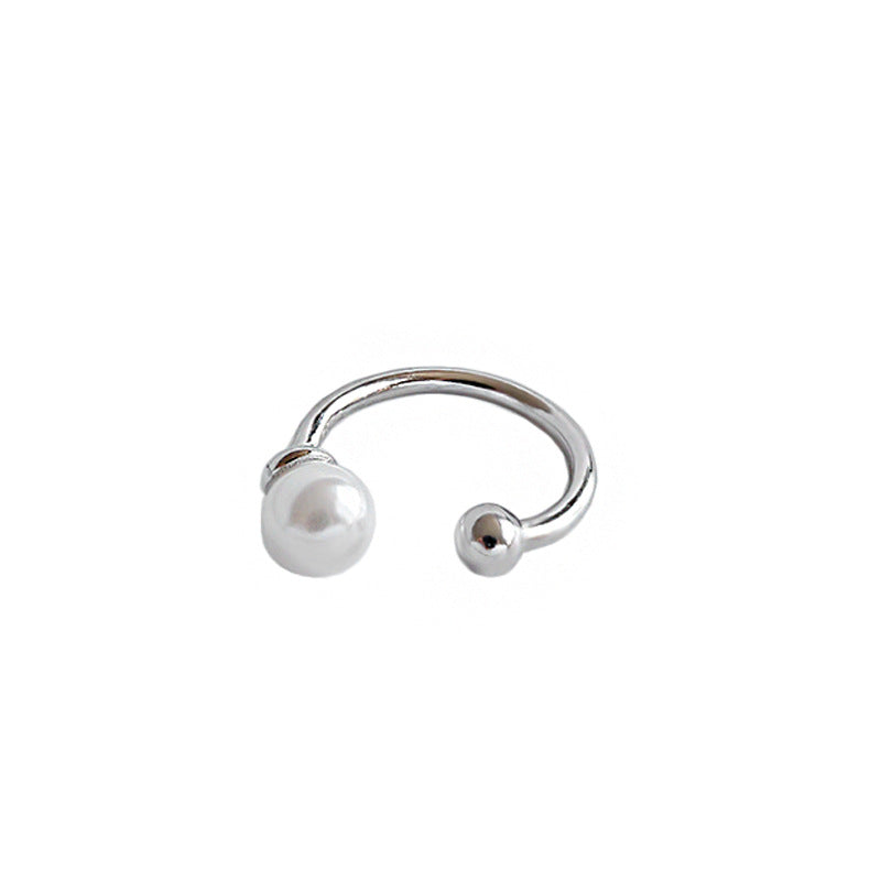Fashion Round Shell Pearl Non-Pierced Earring(Single) - Palladium-Plated Silver Pearl Earrings for women - Perfect Pearl Earrings with Gift Wrapping Included