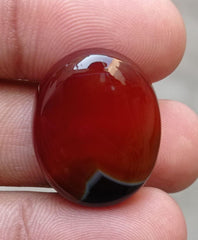 35.8ct Bi-Color intense Red/Black Agate  Cabochon - Sulaimani Aqeeq - 26x21x8mm