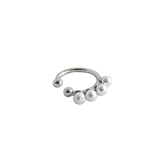 Classic Round Shell Pearl Non-Pierced Earring(Single) - Palladium-Plated Silver Pearl Earrings for women - Perfect Pearl Earrings with Gift Wrapping Included