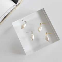 Elegant Oval Natural Pearls Dangling Earrings - Gold-Plated Silver Pearl Earrings for women - Perfect Pearl Earrings with Gift Wrapping Included
